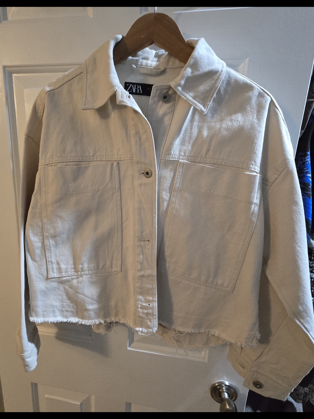 Zara Cream Button-Front Fringe Jacket - Picture 10 of 14